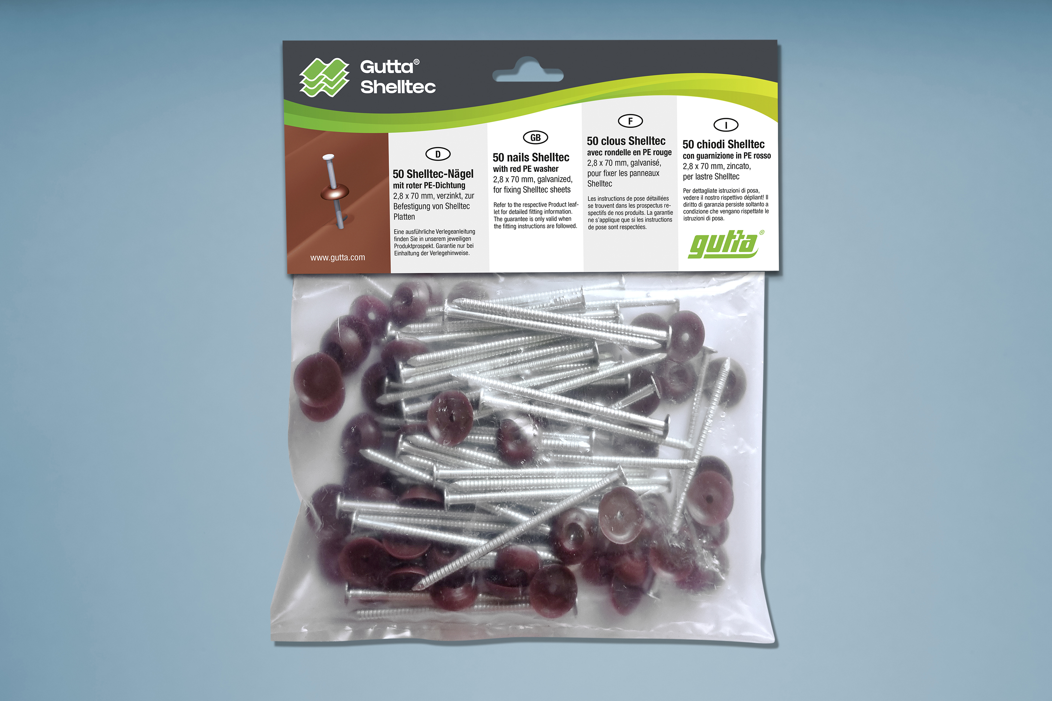 Nägel für Wellplatten guttanit plus rot - 2,8 x 70 mm