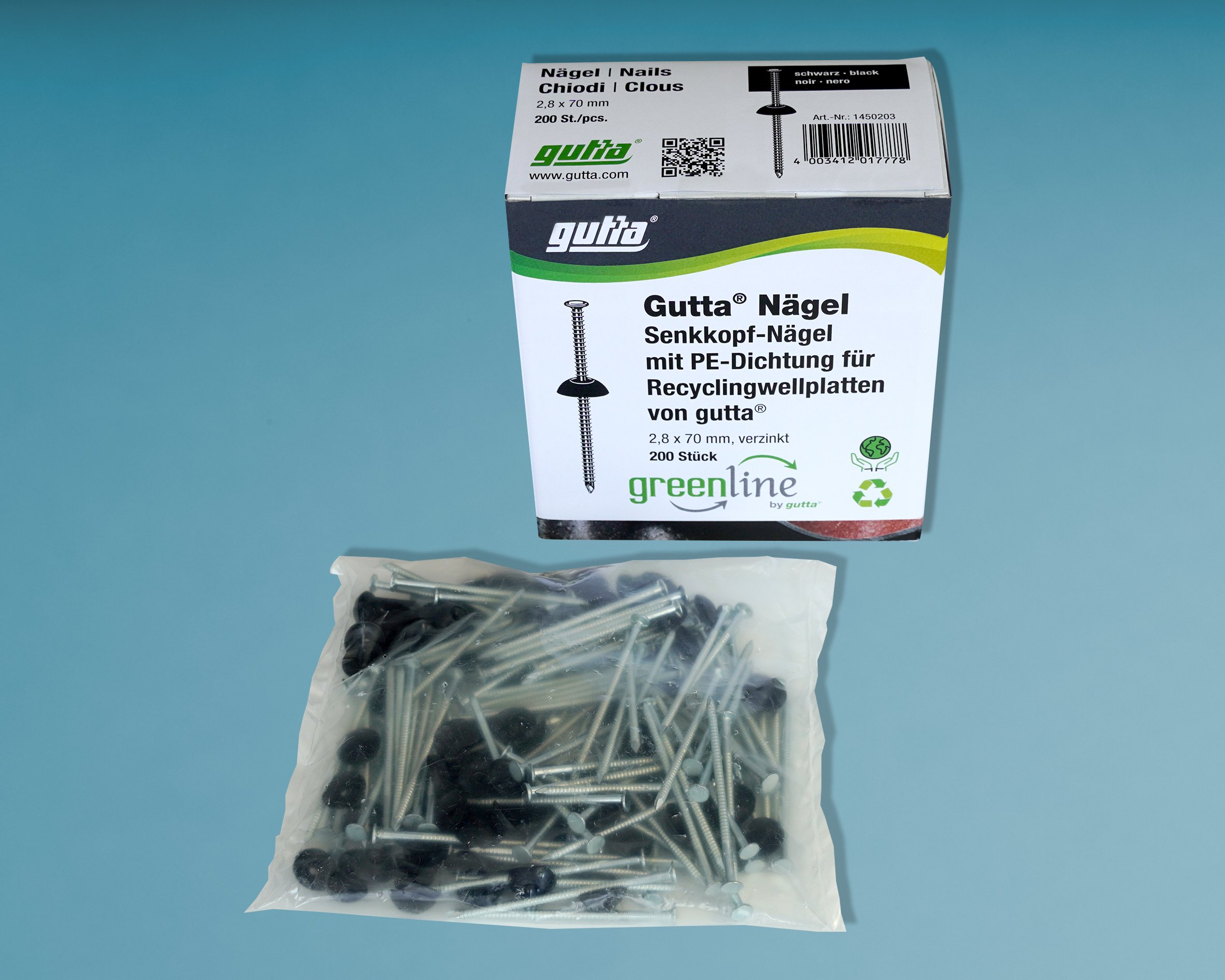 Nägel für Wellplatten Shelltec schwarz - 2,8 x 70 mm