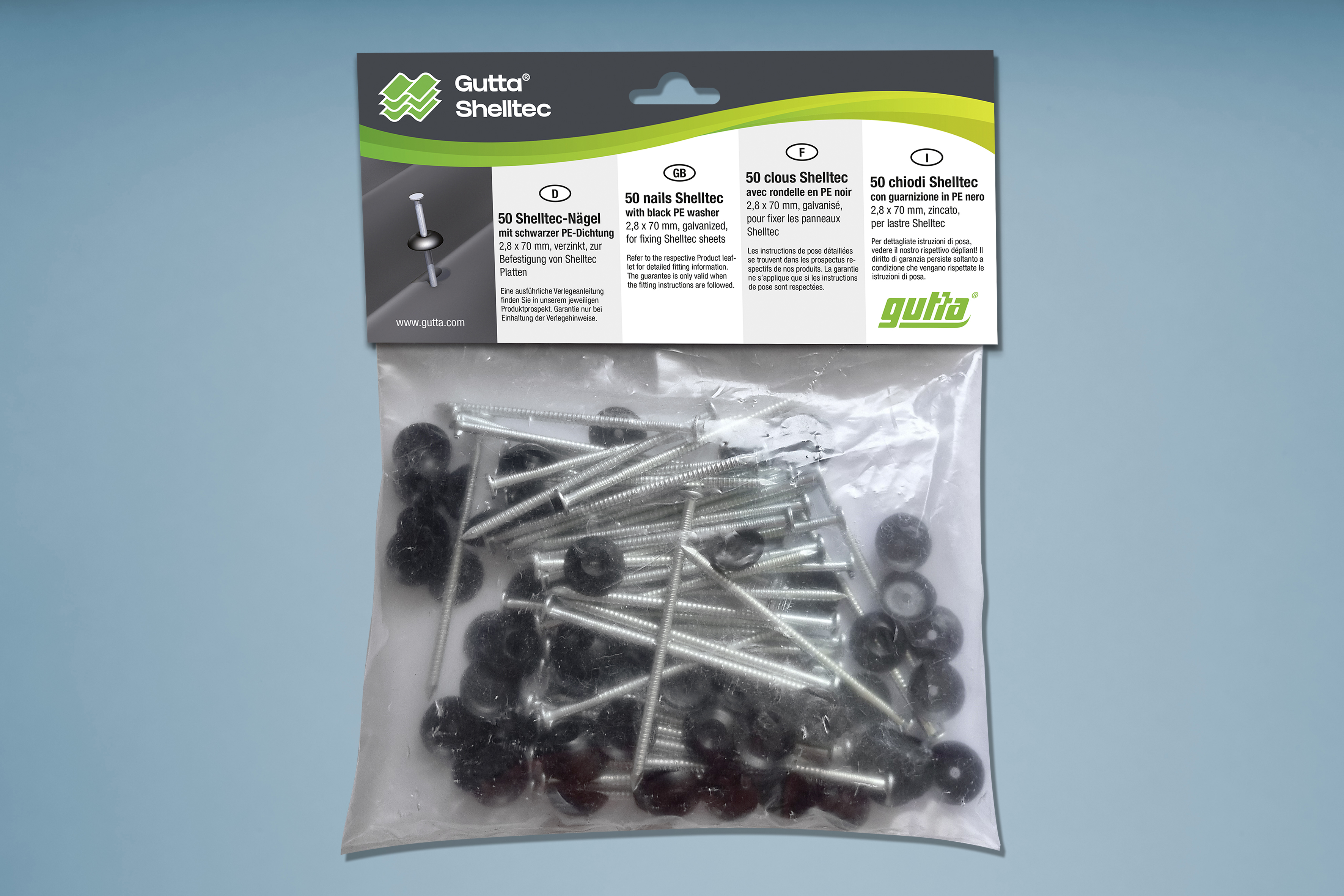 Nägel für Wellplatten guttanit plus schwarz - 2,8 x 70 mm