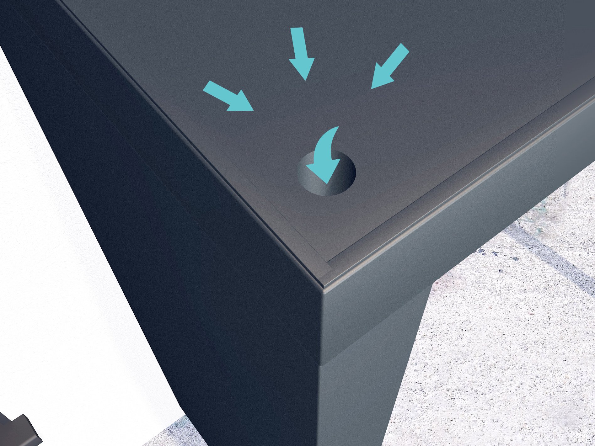 Gutta Rechteckvordach BS Plus 160 mit Seitenteil links und Briefkasten Funktionskasten Edelstahl - mit LED-Streifen