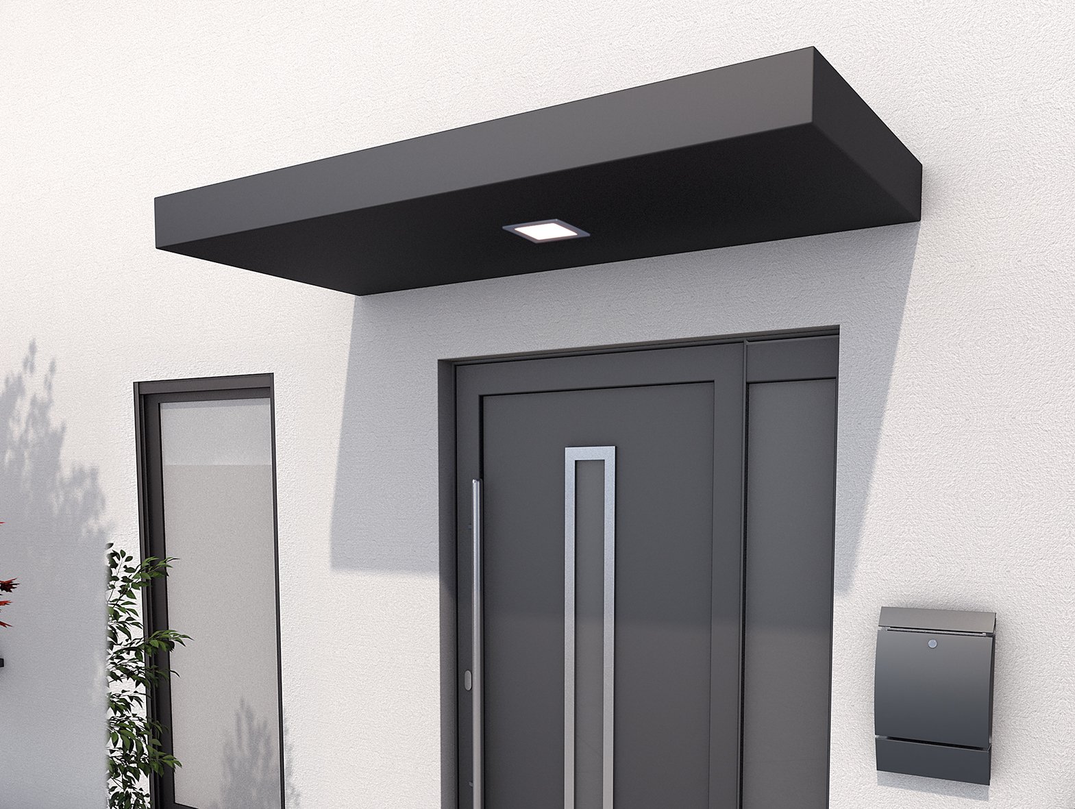 Gutta Rechteckvordach BS 250 RAL 7016 - mittiges LED-Panel