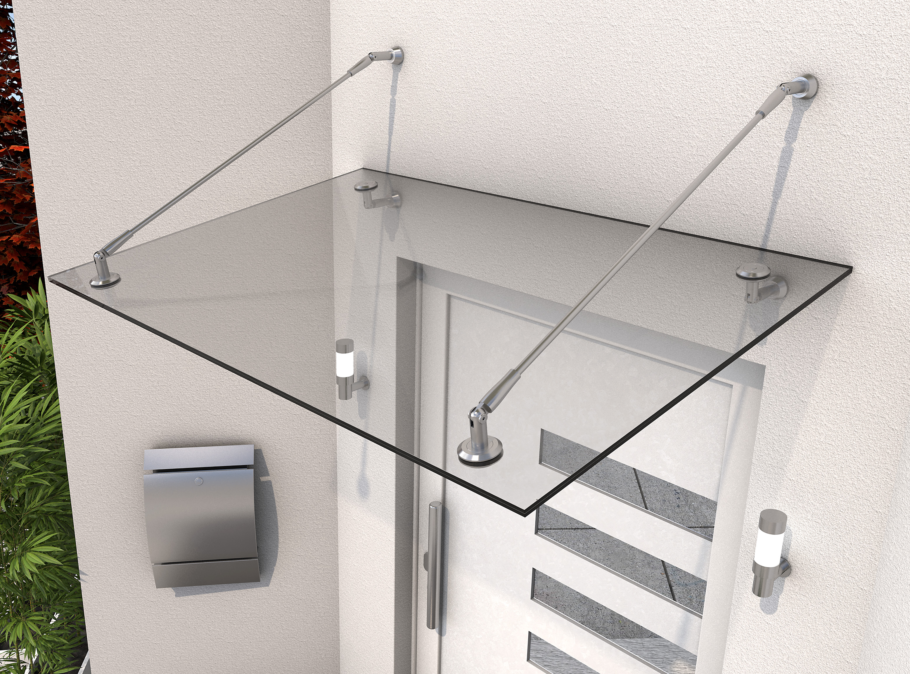 Echtglasvordach PH 140 x 90 cm