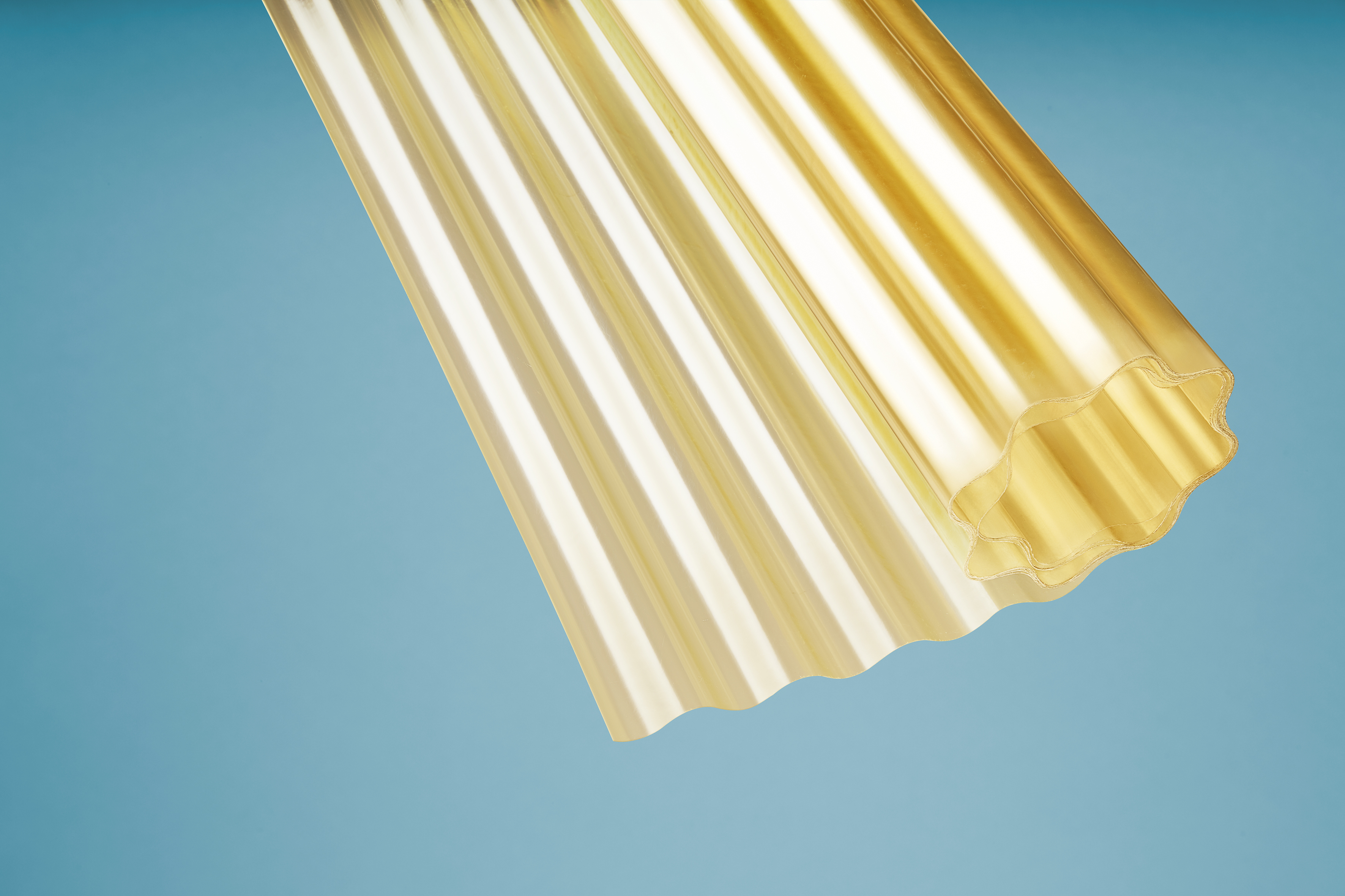 Polyester Lichtwellbahn gelb transparent  - Langrollen mit 30 lfm.