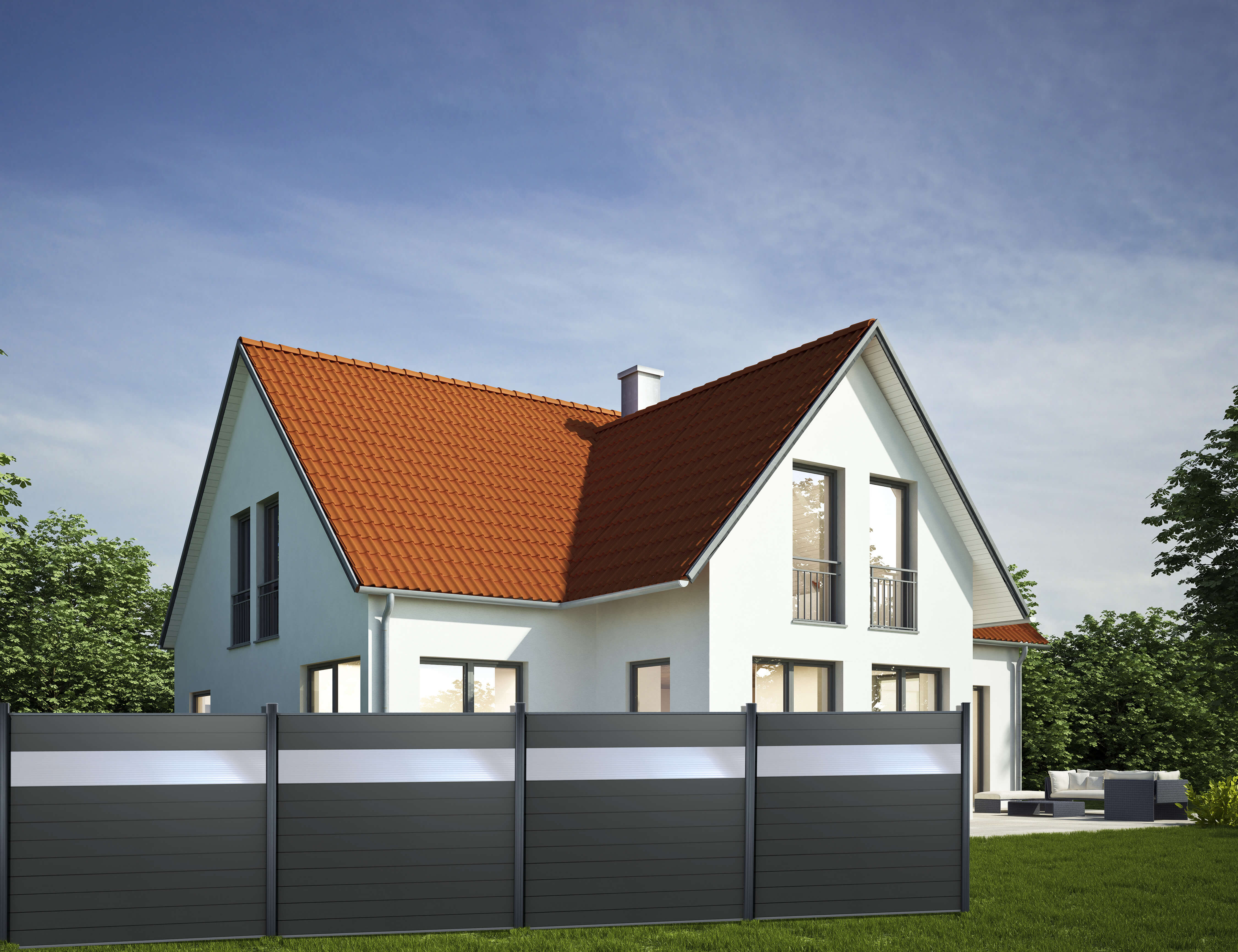 Sichtschutz Grundelement | 2 Pfosten + Füllung