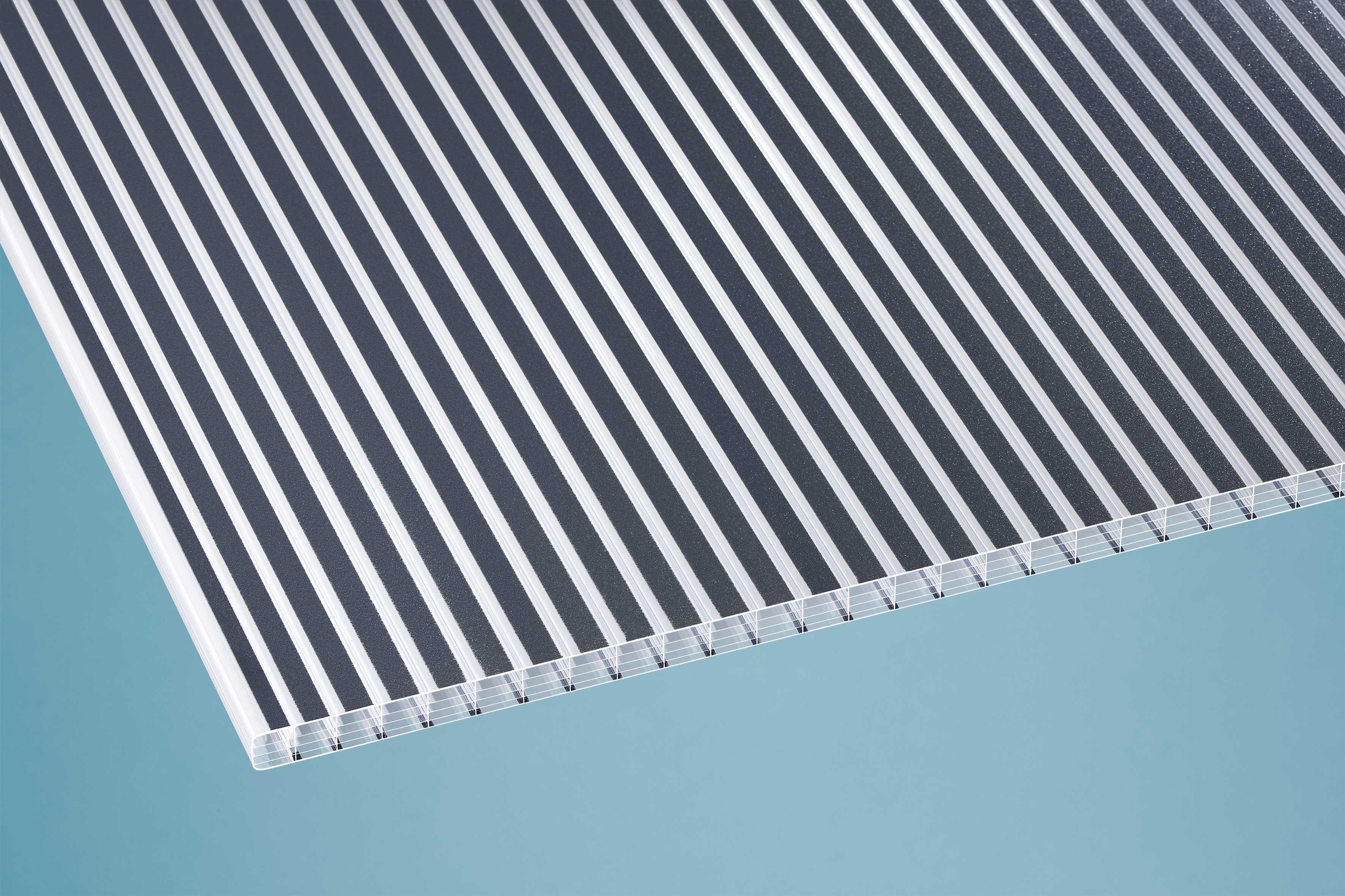 Polycarbonat Stegplatten 16 mm anthrazit gestreift