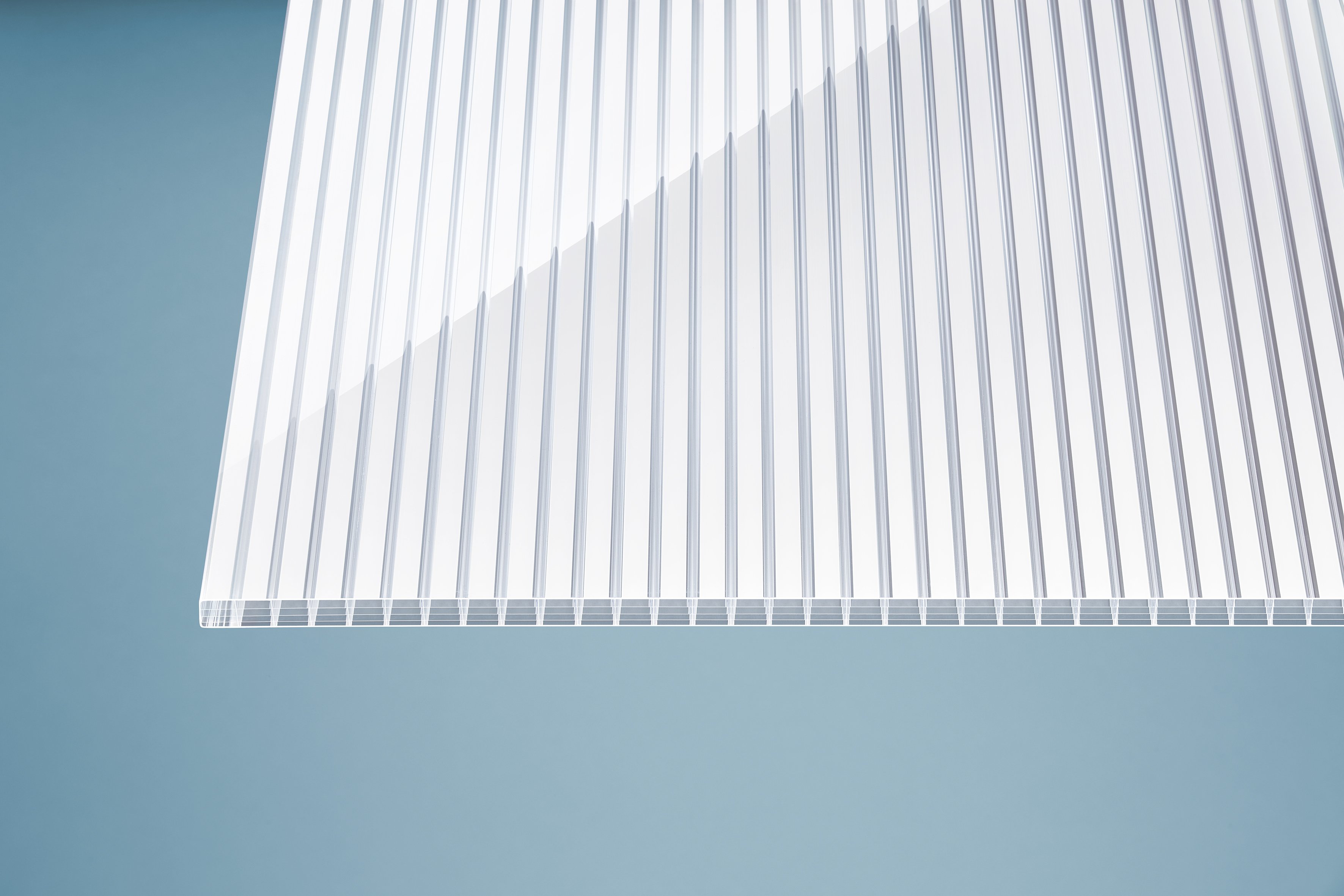 Polycarbonat Stegplatten 16 mm weiß gestreift