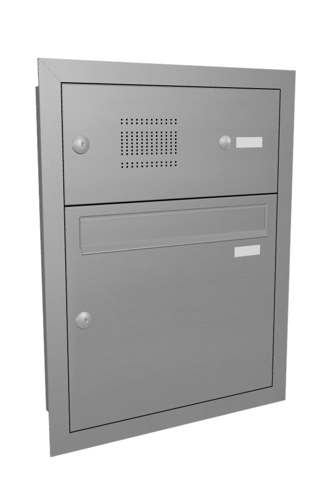 Gutta Rechteckvordach BS Plus 160 mit Seitenteil links und Briefkasten Funktionskasten Edelstahl - mit LED-Streifen